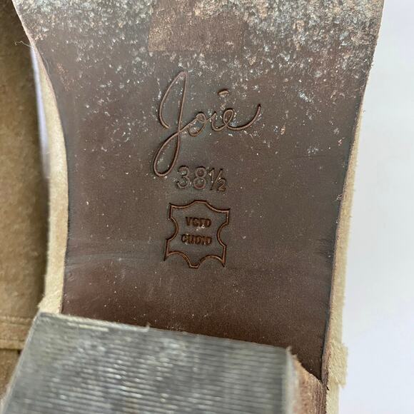 Joie Ajax Suede Ankle Boots Size 38.5 or 8.5 Putty Taupe Leather Cowboy Western - Picture 9 of 13